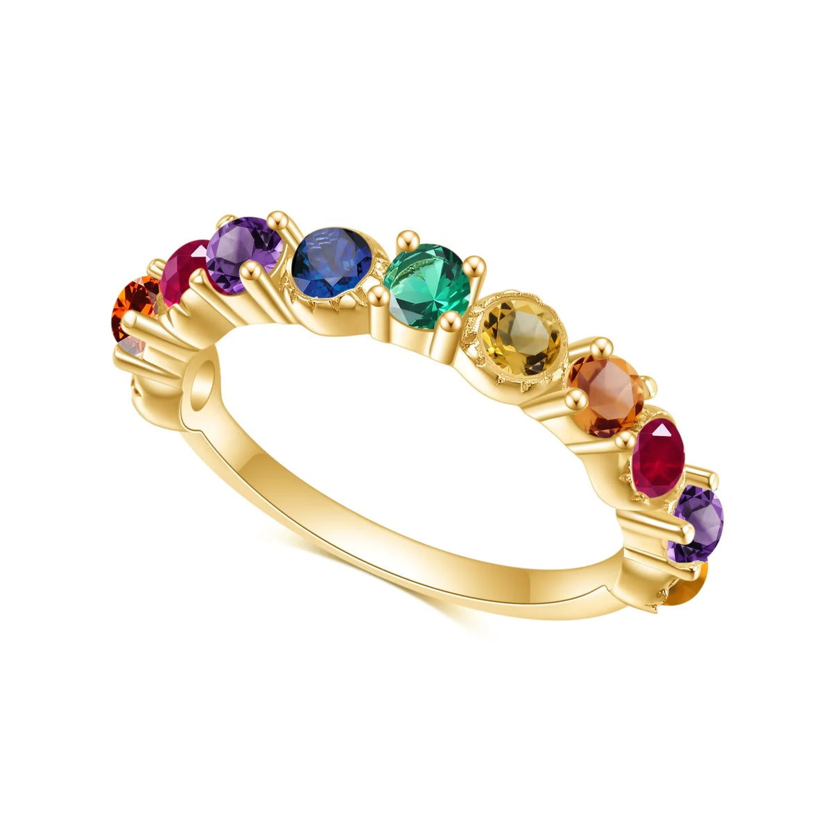 Gemfiori OL0953R Abiding Factory 925 Sterling Silver Colorful Jewelry Cz Opal Gemstone Stackable Eternity Band Ring for Girls