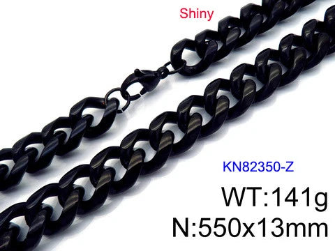 REBEL VIKING Black Stainless Steel Rope Chain Necklace