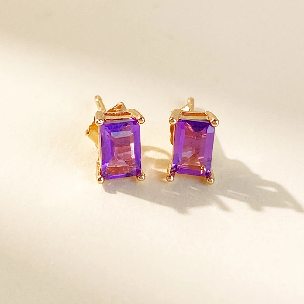Gioiellieri Custom Fashion Cute Earrings for Girls Summer Natural Amethyst Design Inspired 925 Sterling Silver Gold for Anniversary Gift