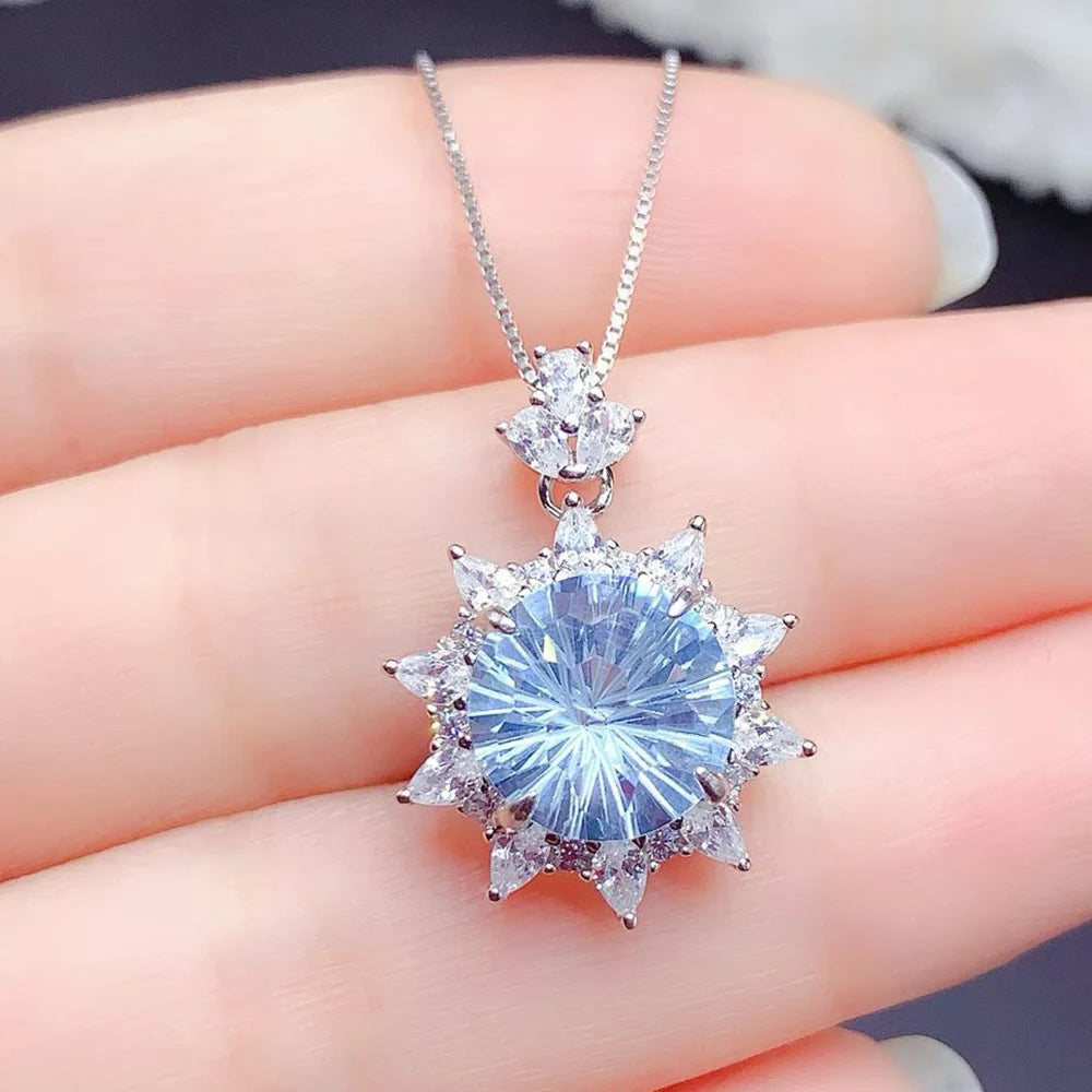 Gioiellieri Modern Minimalist 925 Sterling Silver Rhodium Plated Luxury Solitaire Fireworks Cutting Natural Crystal Pendant Necklace for