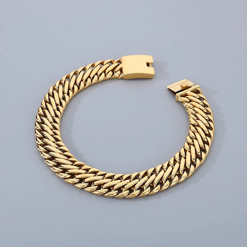 REBEL Unisex Vintage Stainless Steel Original Links 17cm Bracelet&40cm Necklace Jewelry Set