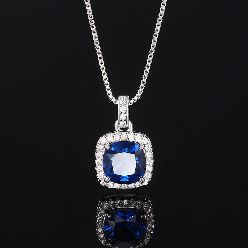 Gemfiori New Jewelry Brass Gold-plated Retro Simulation Blue Pointed Crystal Fat square Minimalist Style Set