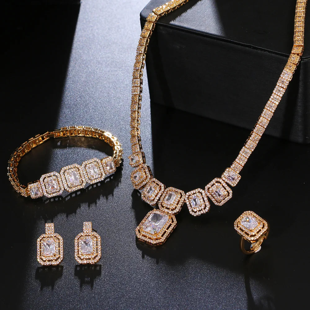 High Quality Necklace Jewelry Set Gold Rhodium Plated Ladies Fashion Italian Jewelry Luxury Dubai Costume Jewelry Sets