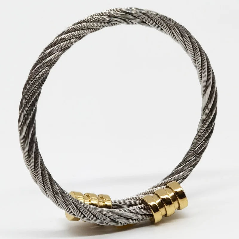 REBEL S&S REBEL Men's Stainless Steel Punk Style for Bracelet Silver Gold Rose Gold Black-Square Head Braided Design Fashionable