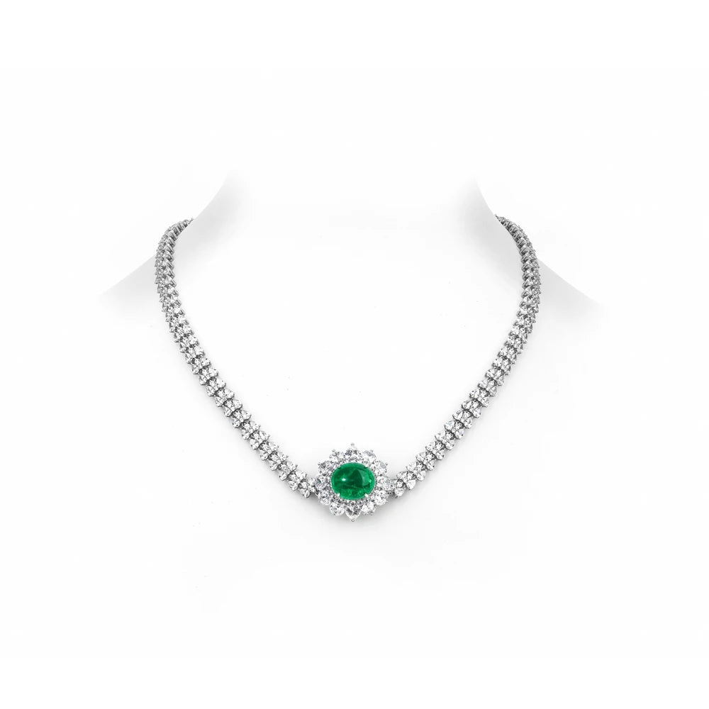 MUSHAN Jewelry Factory S925 Sterling Silver Necklace Light Luxury Electroplated White Gold High Carbon Diamond Jewelry