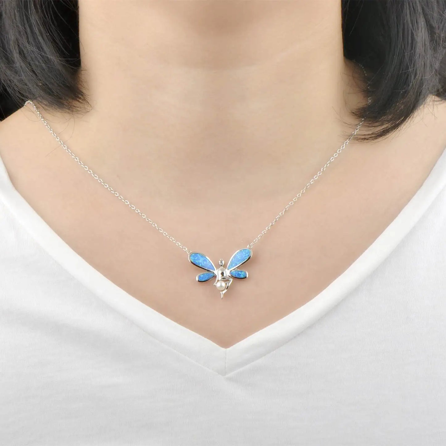 TikTok & Instagram Fashionable Sporty Brass Alloy Elf-shaped Opal Pendant Necklace (Party Style)