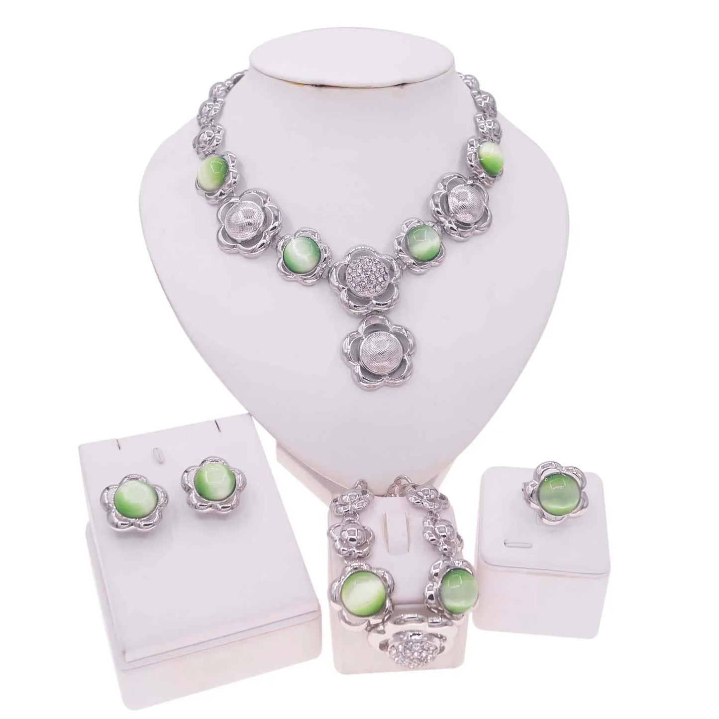 Zhuerrui Fashionable Gold Plated Jewelry Set Three Color Flowers Necklace Bracelet Jewelry Sets Exquisite Women's Luxury HA20063