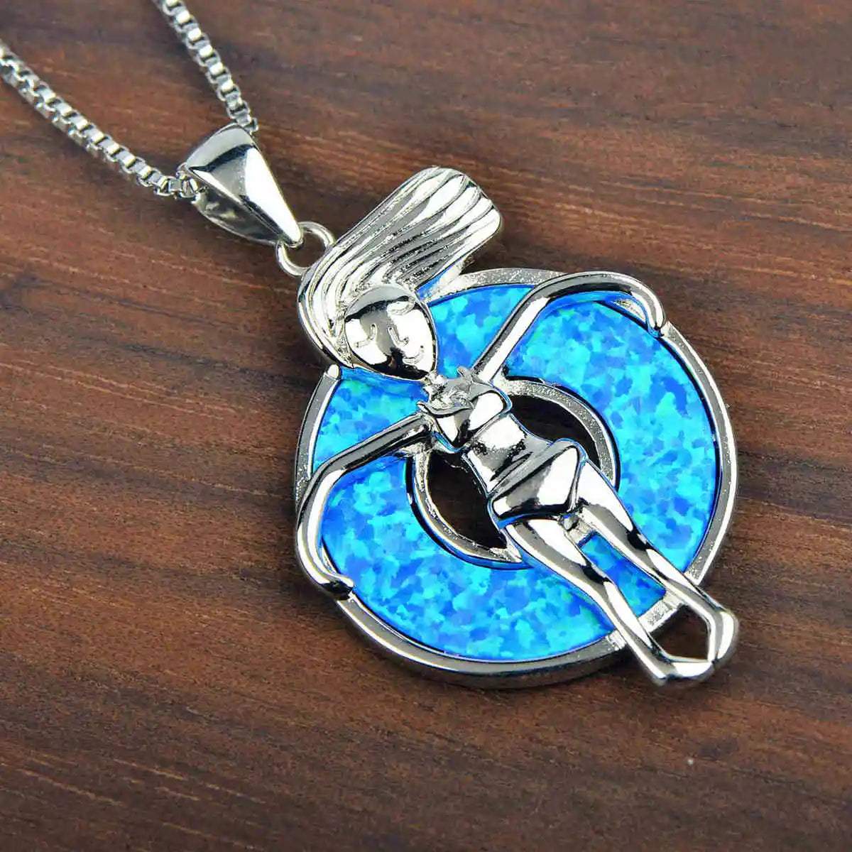 Graceful Figure Pendant Necklace Aobao Opal Inlaid Fashion Jewelry