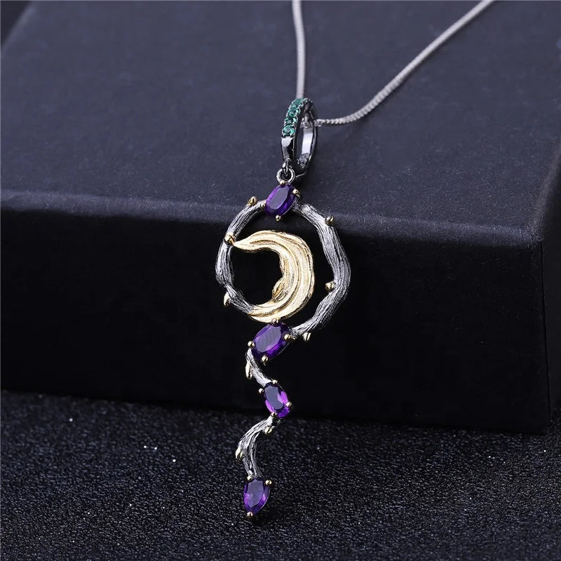 ArtistA C4524 Abiding OEM OEM Factory Natural Amethyst 925 Silver 3 Pieces Fine Jewelry Sets for Ladies