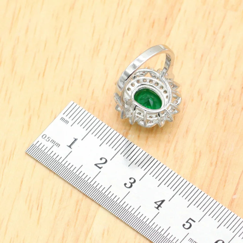XOTICA Custom Green Purple Zircon Jewelry Set for Women Classic Wedding Bracelet Hoop Earrings Necklace Rings Gift Box for Parties