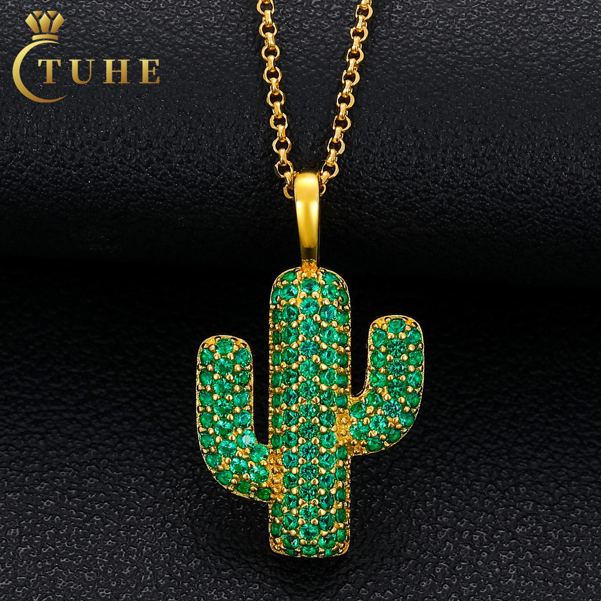 BiG-BOSS VVS D Color Moissanite Jewelry Cactus Charm Pendant Necklace Hiphop Jewelry Directly Sale From China Ice Out Rapper Jewelry