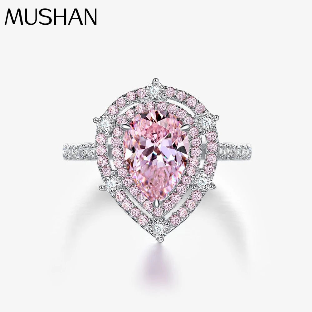 MuShan Jewelry Factory European and American Pure Silver High Carbon Diamond Ring 1.5ct Simulation Diamond 7*10 Full Diamonds