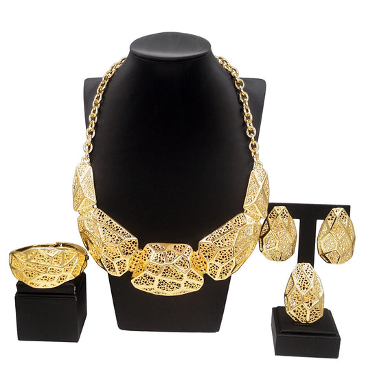 Zhuerrui Luxury Italian Ladies Butterfly Jewelry Set Brass Brazilian Gold Necklace Jewelry Nigerian Ladies Jewelry Set H00523