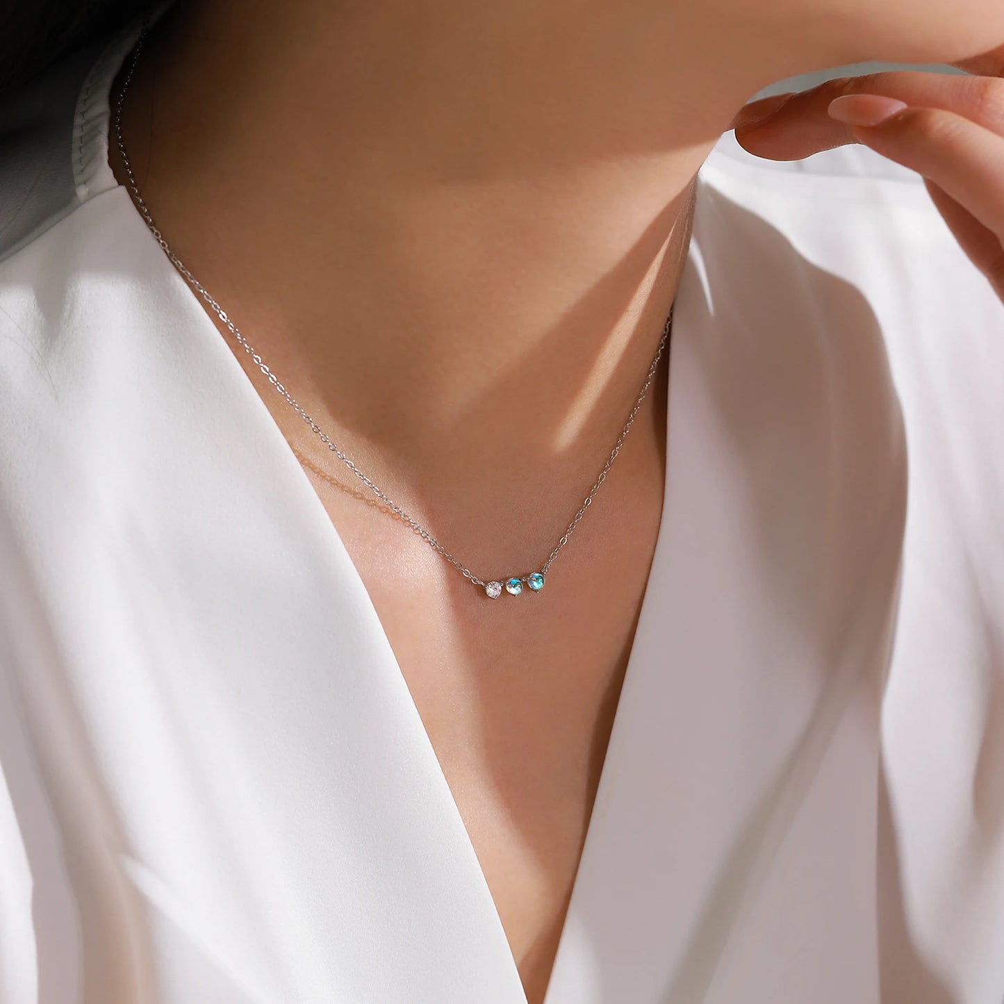 Ailmay Elegant 925 Sterling Silver Pendant Necklace Earring Set For Women Holiday Anniversary Jewelry