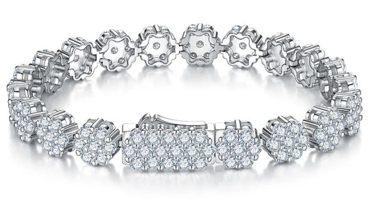 REBEL Factory Luxury Jewelry S925 Sterling Silver 2.7mm Cluster Set plum Blossom VVS D Color GRA Moissanite Bracelet for Women