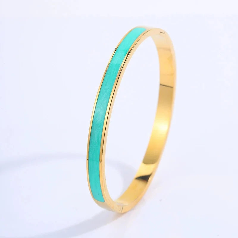 REBEL Stainless Inoxydable Stainless Steel 18K Gold Plated Roman Women Fashion Jewelry Bracelets Bangles