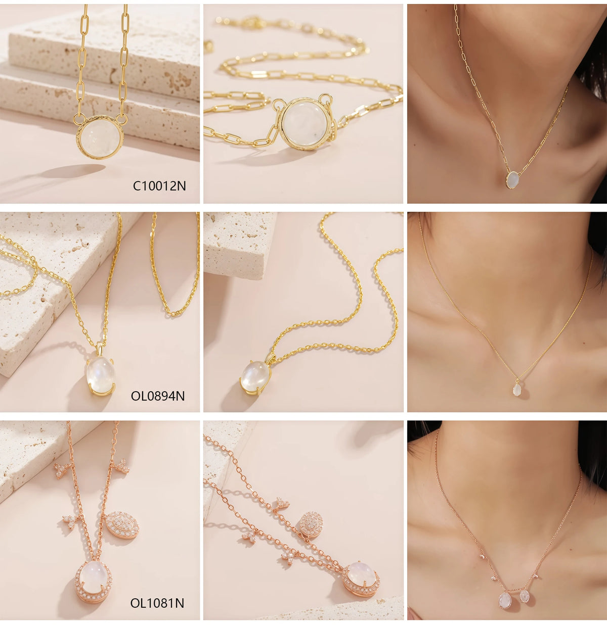 ArtistA Abiding High-end Moonstone Necklaces Yellow Rose Gold Plated 925 Silver Genuine Milky Blue Moonstone Pendant Charm Necklace