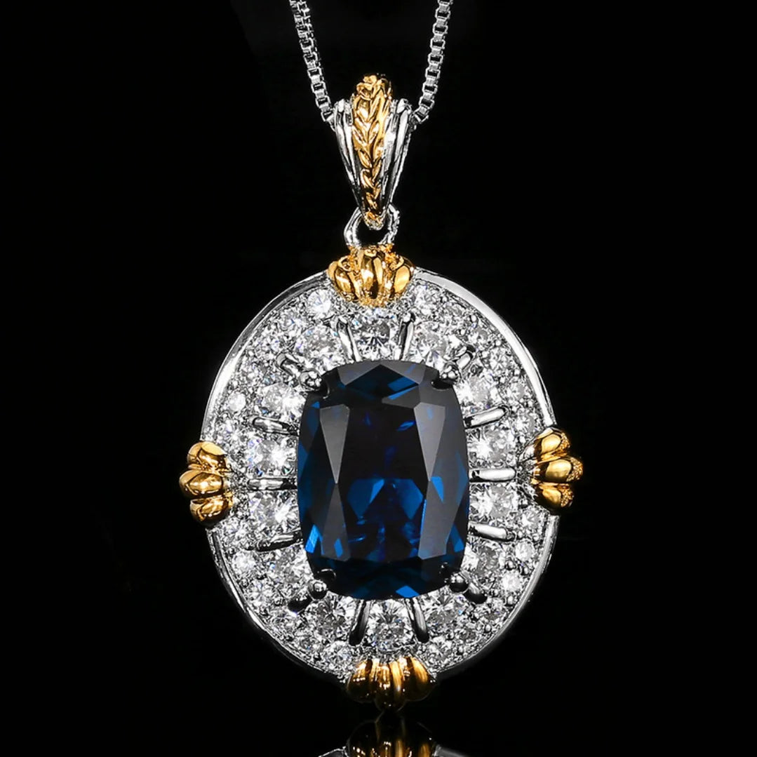 S&S Dark Blue Pointed Crystal CZ Jewellery Set – Pendant, Ring & Earrings – Gold Plated – Collection