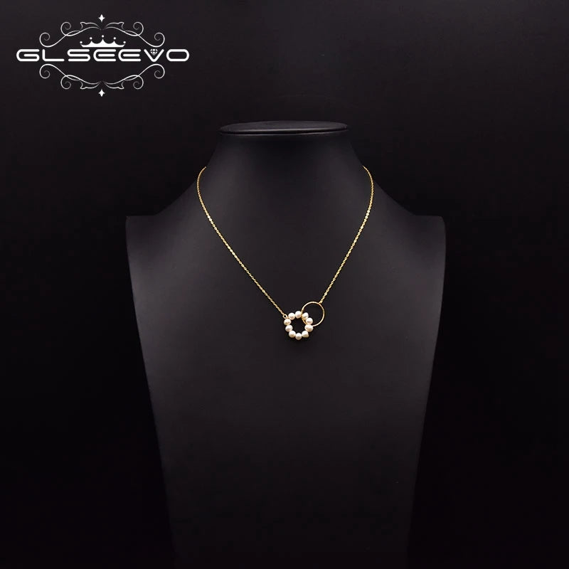 Natural Freshwater Pearl Necklace 925 Sterling Silver Woman Engagement Chain Necklace Fashion Jewelry Accessories