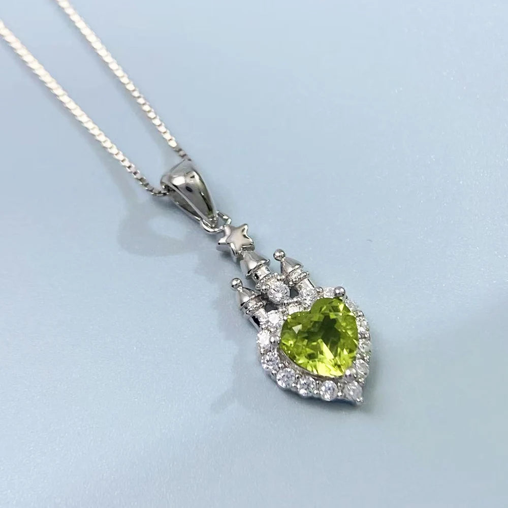 Gioiellieri Green Peridot Necklace with S925 Sterling Silver for Her Natural Gemstone Pendant Jewelry Fashion Accessories Anniversary
