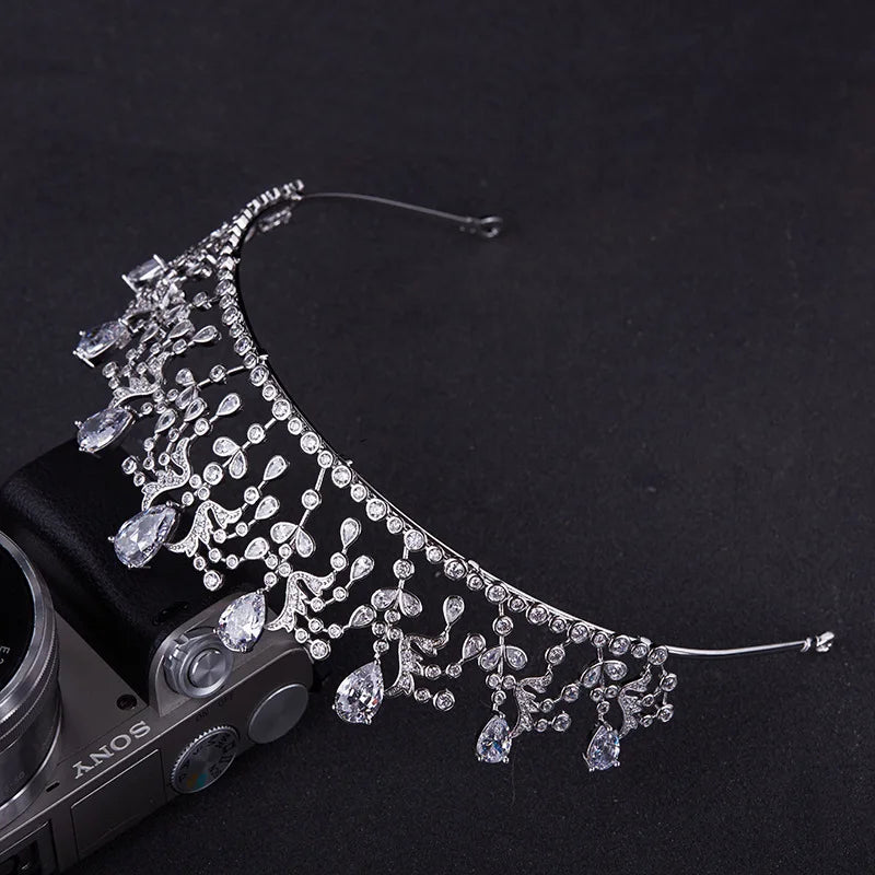 ROMANTIC Wholesale Luxury Princess Hair Accessories Wedding Pageant Cubic Zircon Tiara Crowns