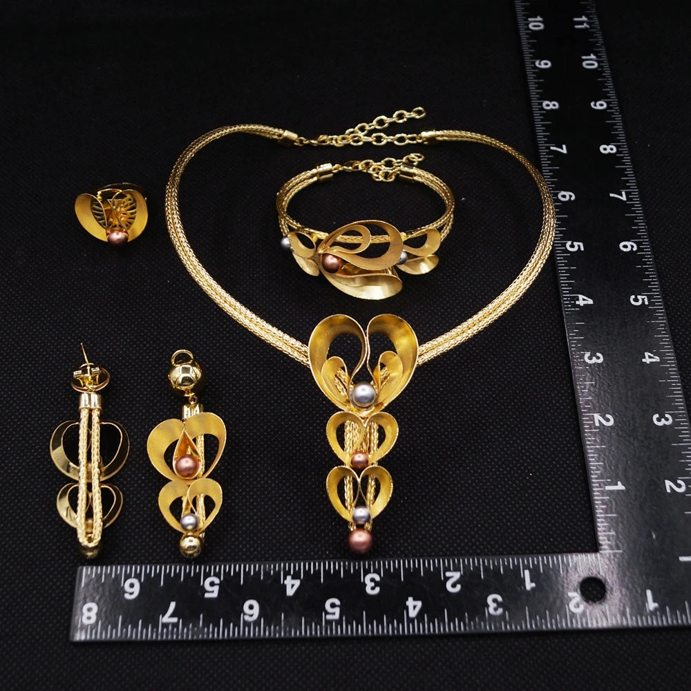 Italian Jewelry Set Alloy Brazilian Jewelry Sets Wedding Party Pendant Necklace Bracelet Ring Earrings Jewelry Set  HS2603625
