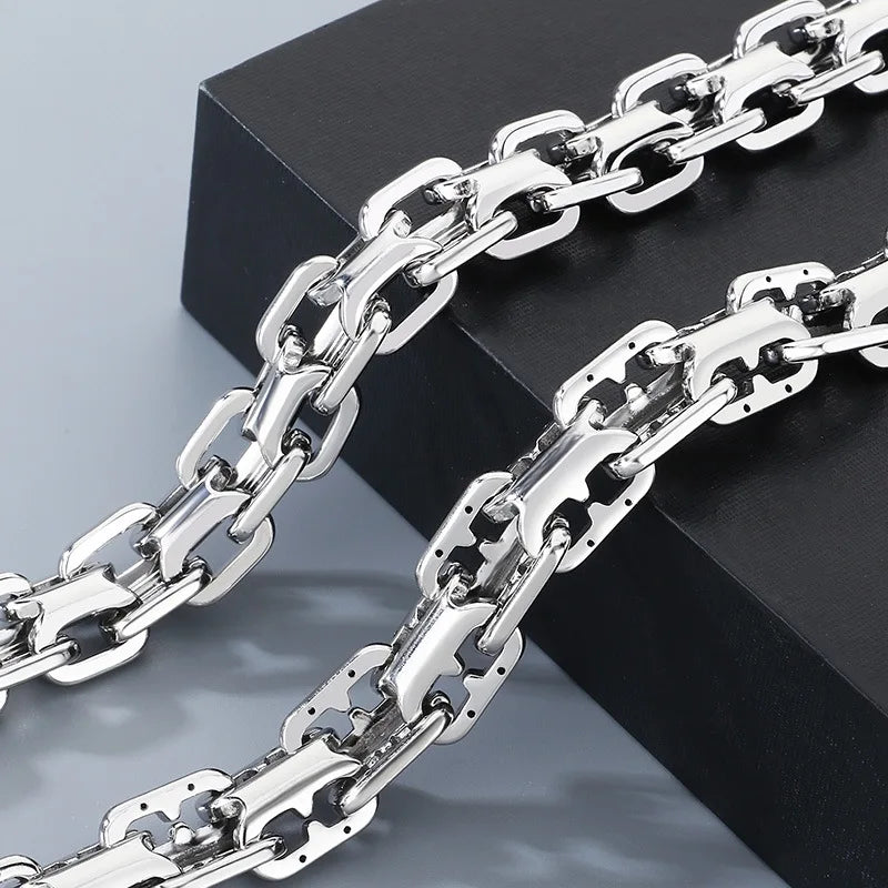 REBEL FASHIONISTA VEROMCA Pig-Nose Double-Row Stainless Steel Punk Wedding Bangle Bracelet with Hollow Magnetic Clasp