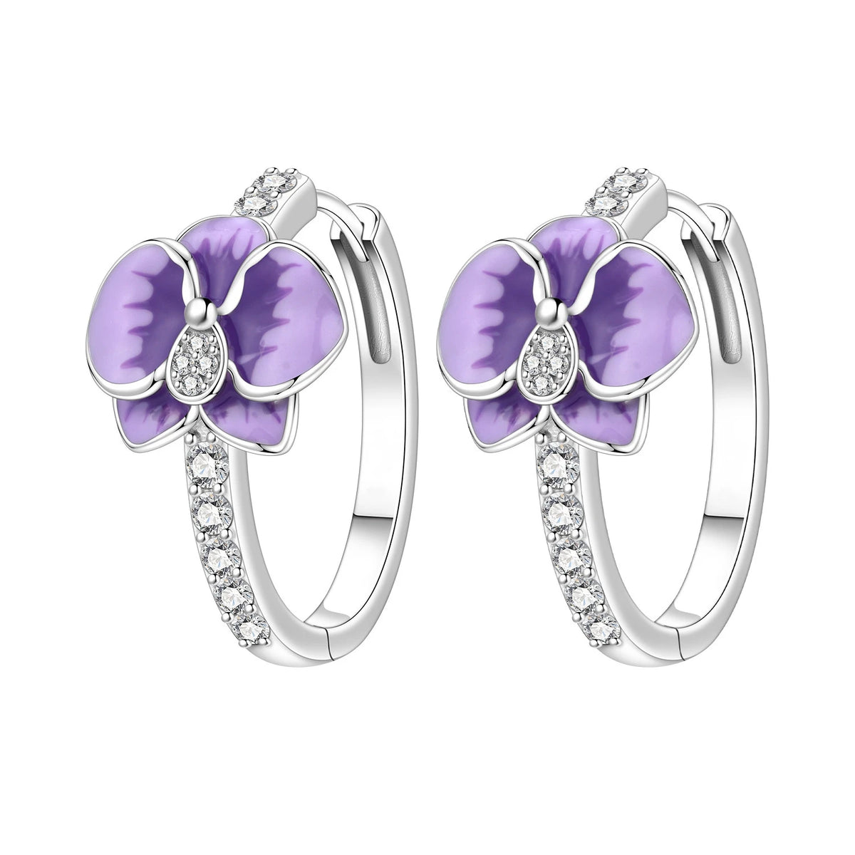 S&S Silver Plated Zircon Flower Drop Earrings | 16 Colours