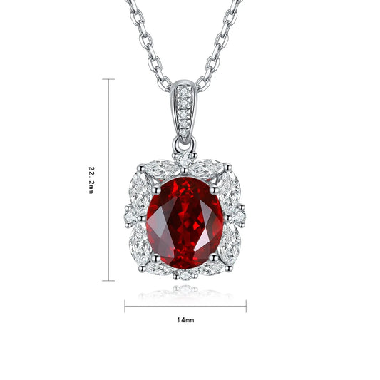 Gemfiori Anster 925 Sterling Silver High-quality Cultivated Ruby Necklace - Suitable for Parties or As a Gift