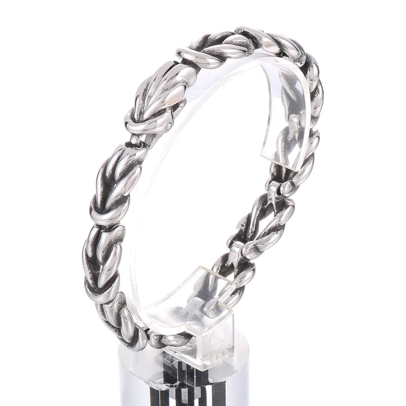 REBEL 210mm Men Original Worn Effect Stainless Steel Knot Shape Links Bracelets