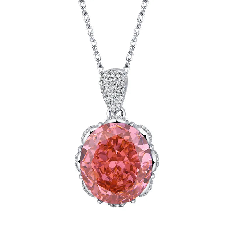 REDheart Copper Alloy Inlaid Zircon Plated Copper Alloy Pendant Ice Flower Temperament Light Luxury Trendy Women's Wedding Engagement Set