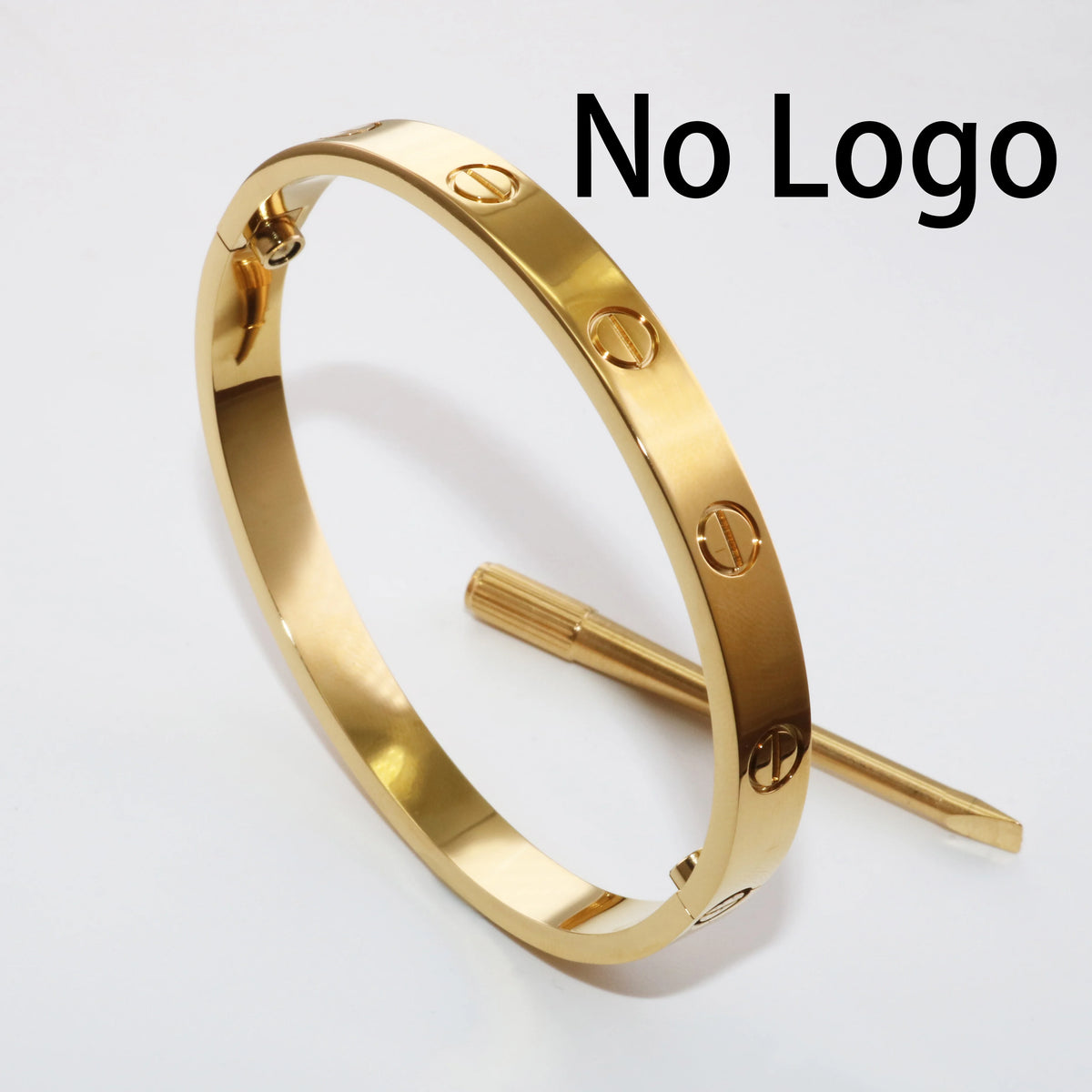 S&S Fashion Zircon Brand Screwdriver Screw Love 316L Stainless Steel 18K Gold Plated Bangle Bracelets for Women and Men