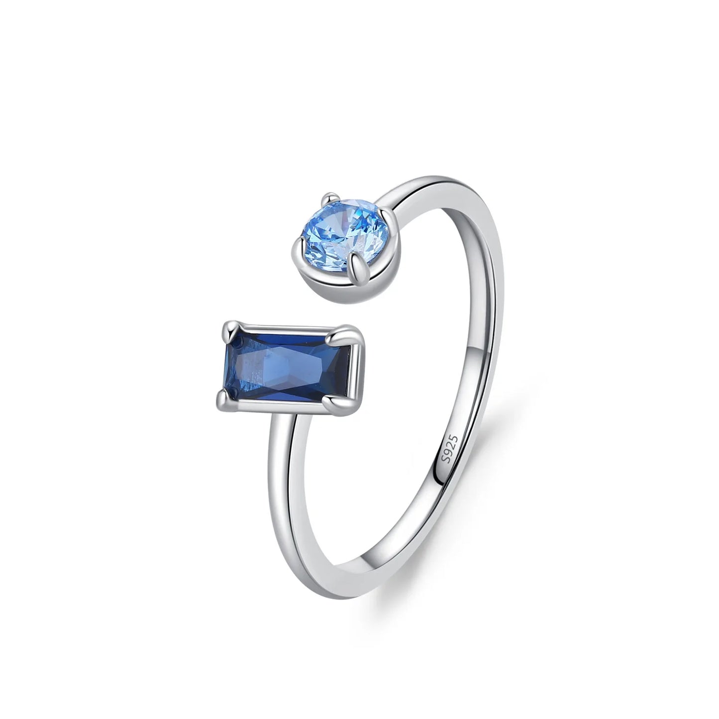 925 Sterling Silver Earrings Necklace Ring Three Piece Set Elegant Temperament Fashion Blue Jewelry Set Gift Set