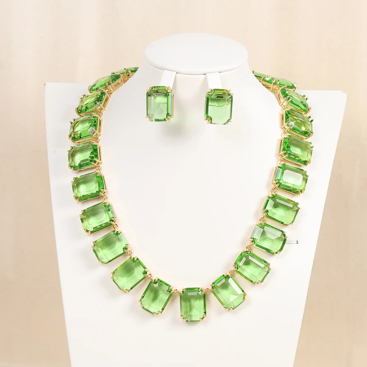 Custom Jewelry Manufacturer Brand Designer Jewelry Set Vintage Big Blue Green Swarov Ski Crystal Necklace Earrings Sets