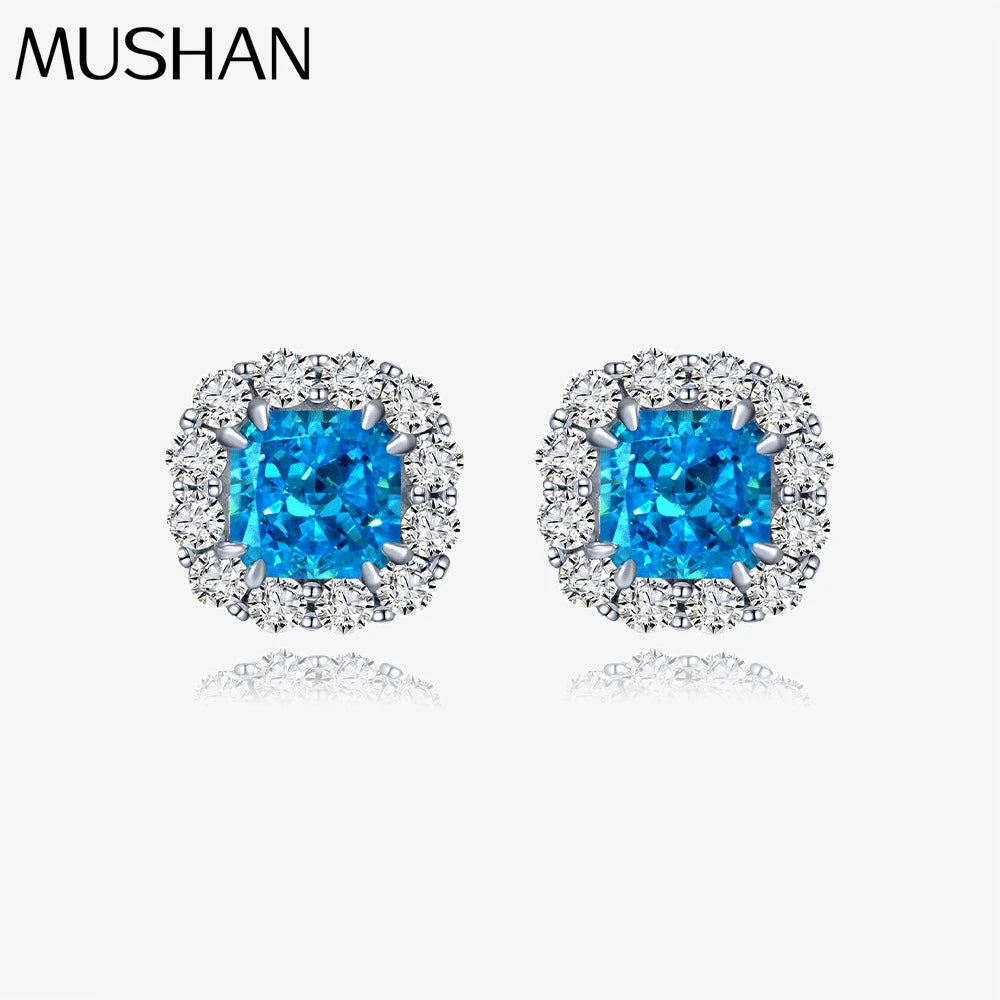MUSHAN Jewelry Factory 2ct High Carbon Diamond Stud Earrings of Same Style As Live Broadcast 925 With Simple 7*7 Design