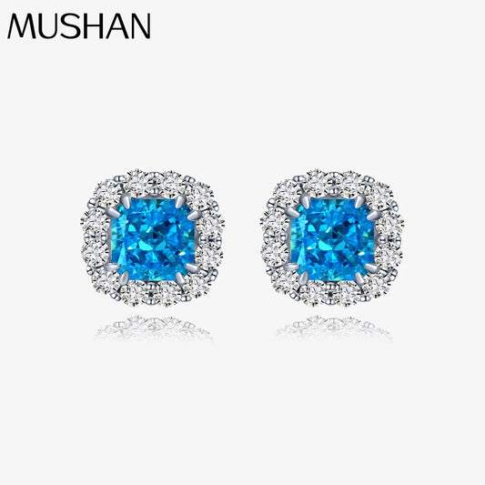 MUSHAN Jewelry Factory 2ct High Carbon Diamond Stud Earrings of Same Style As Live Broadcast 925 With Simple 7*7 Design