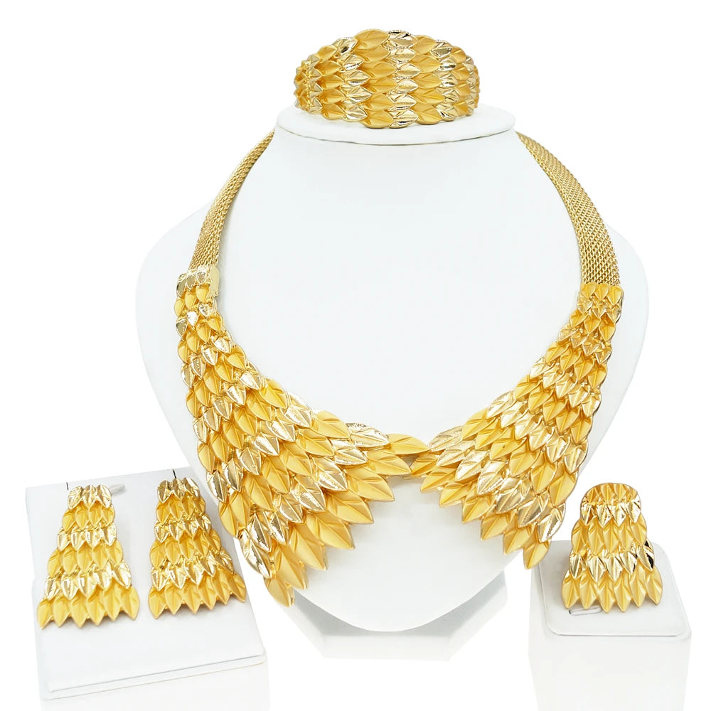 Zhuerrui Italian Gold Luxury Wedding Jewelry Sets Available Necklace Bracelet Jewellery Set High-end Fashionable Luxury H00521