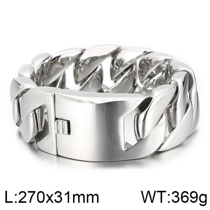 S&S European American Hip-Hop Fashion Coarse Cuban Chain Necklace Men Women 316L Stainless Steel Bracelet