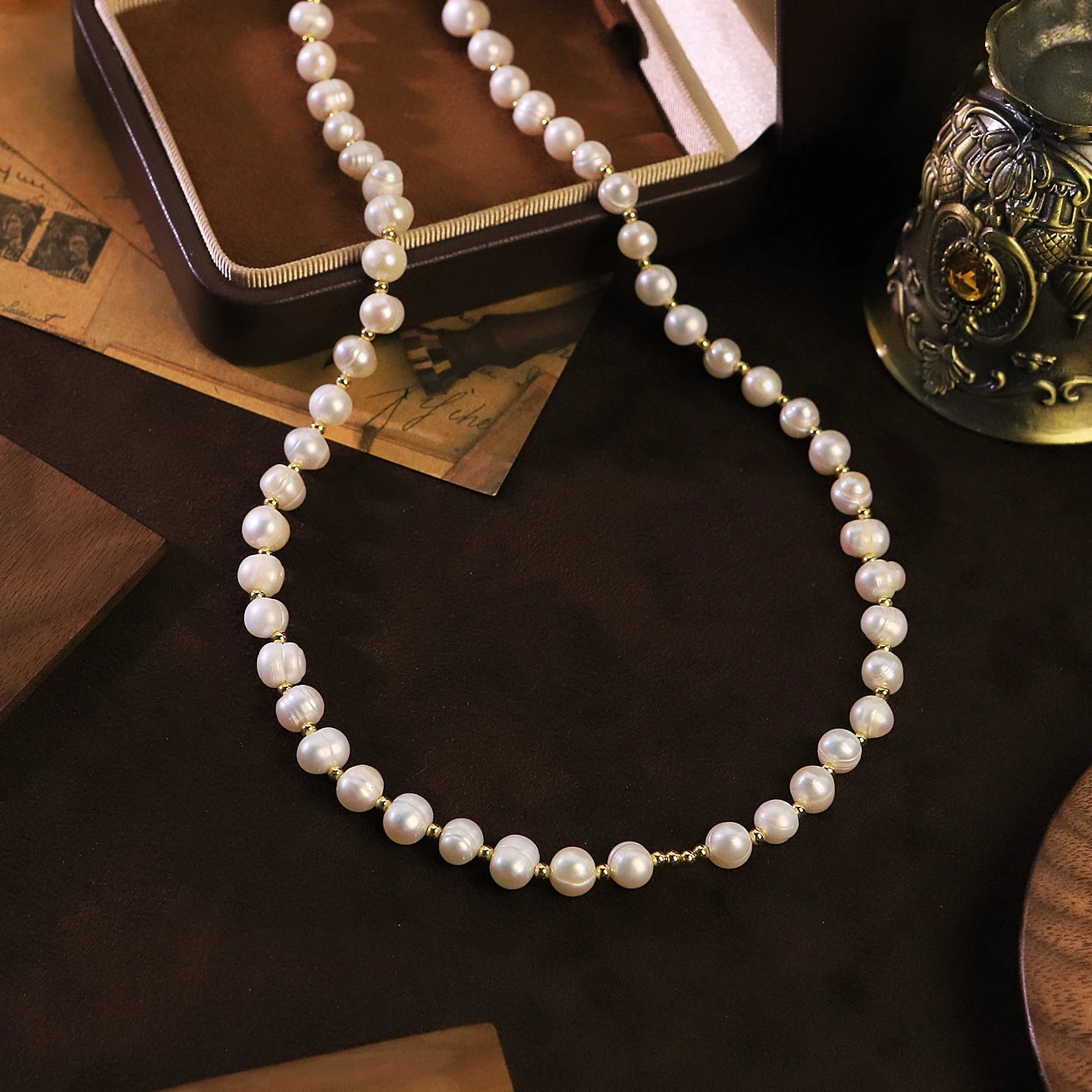 Natural Freshwater Pearl Copper Necklace for Women Daily Banquet Wedding Dainty Bridal Necklace Korean Style Fashion Jewelry