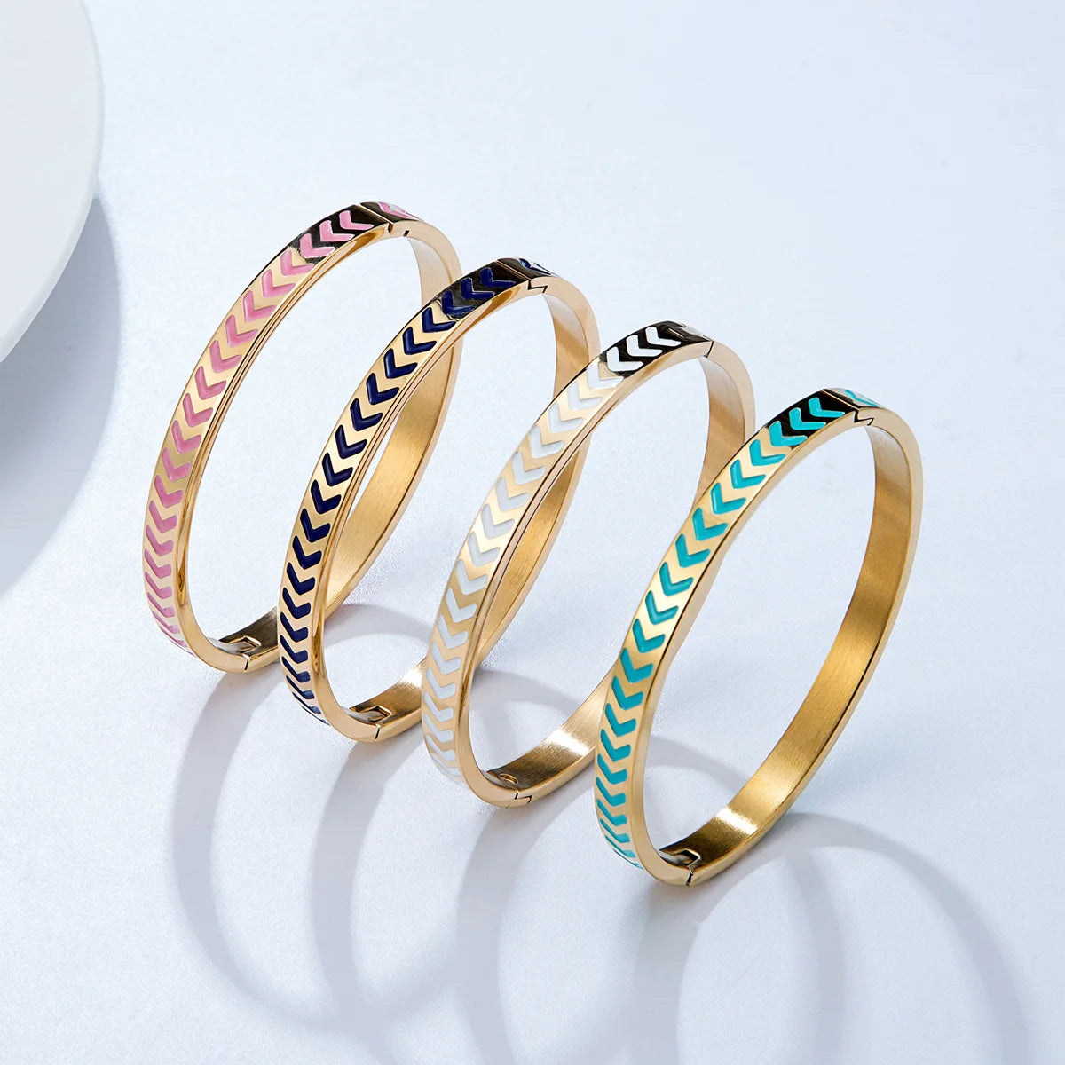 REBEL Women's Trendy Gold and Black Epoxy Stainless Steel for Bracelet New Fashion Titanium Steel Jewelry