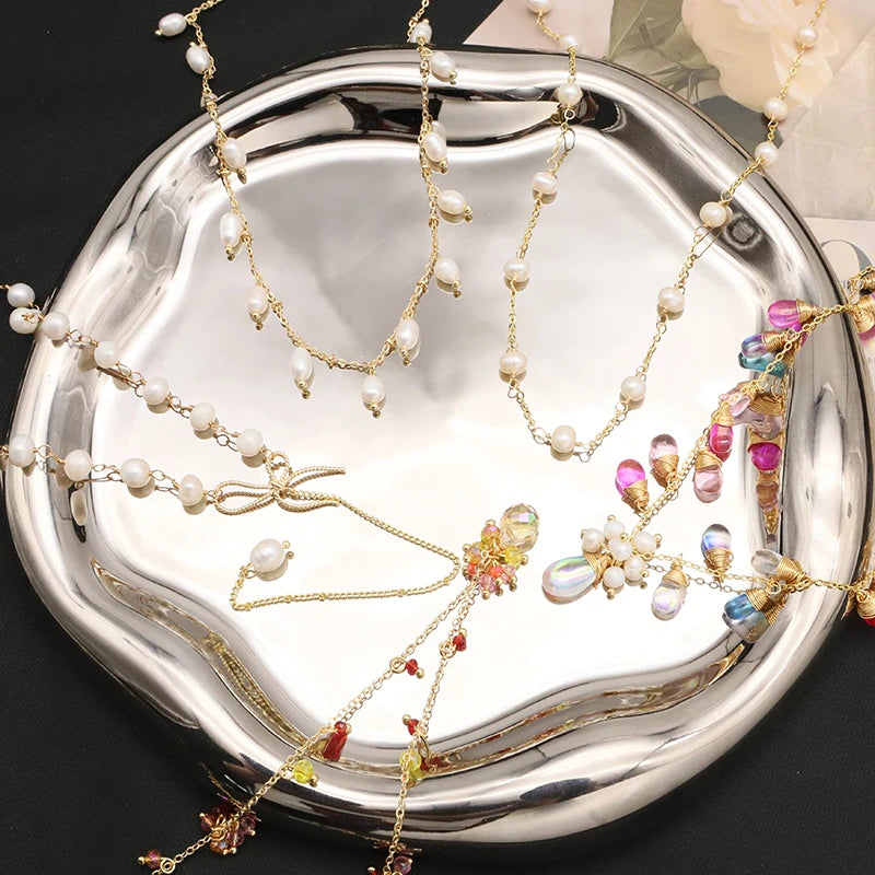 100% Natural Baroque Pearls Long Chain Pendant Necklace Trend Elegance Charm High Quality Jewelry Wholesale Customization