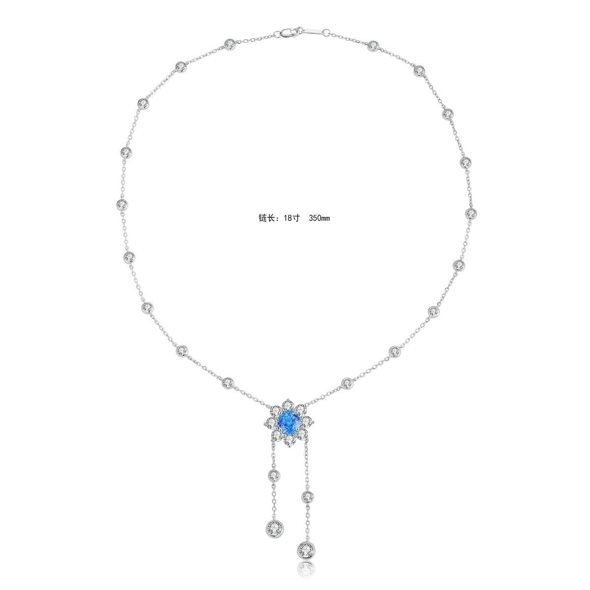 Gemfiori Anster 925 Sterling Silver High-quality Cultivated Cobalt Spinel Necklace - Suitable for Parties or As a Gift