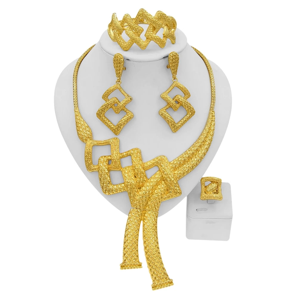 Zhuerrui High Quality African Jewelry Sets Italian Gold Plated Jewelry Set Fashion Lady Dubai Style Jewellery Sets H00436