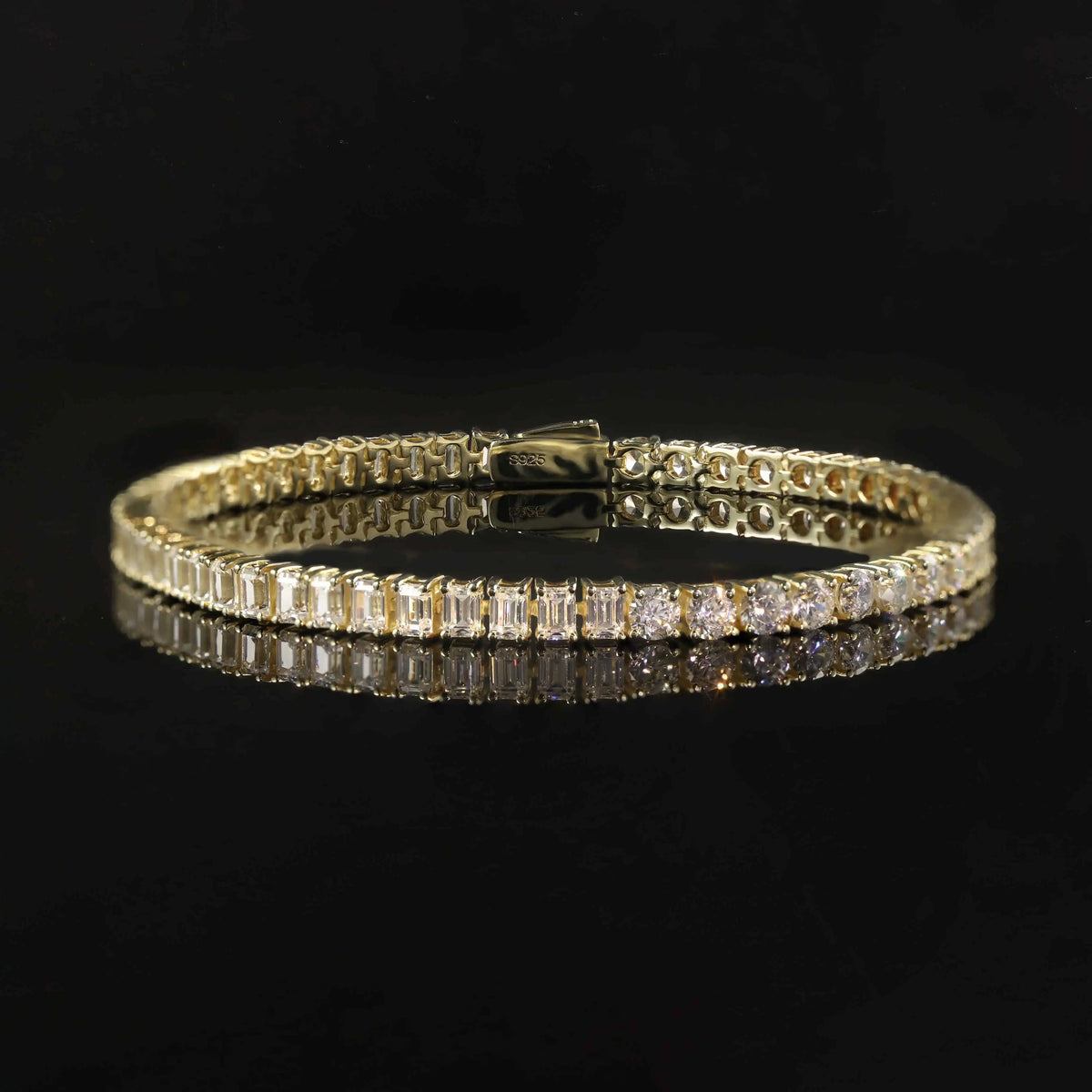 Gemfiori Abiding OEM ODM Unique Design Fancy Multi-shape Cut Tennis Bracelet 925 Silver Solid Gold Custom Stone Tennis Bracelet
