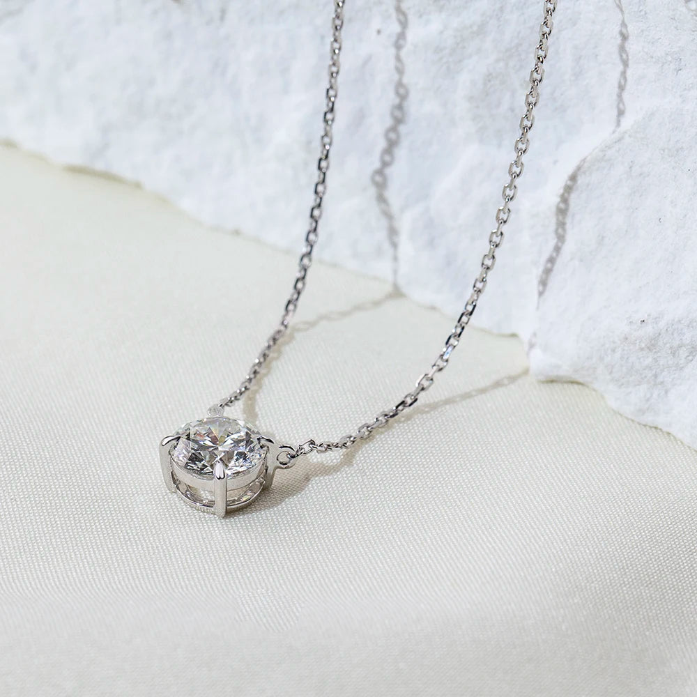 Gemfiori MSN-961 9k with 1ct Loose Lab Grown Diamond Pendant Necklace for Woman Custom Jewelry Valentine's Gift for Girlfriend