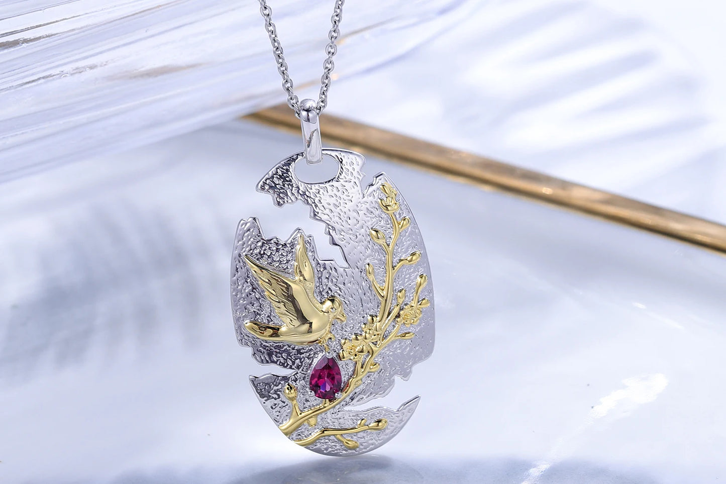 C7942 Abiding Fine Jewelry Factory Natural Inspired Designer Collection Sterling Silver Natural Rhodolite Garnet Jewellery Set