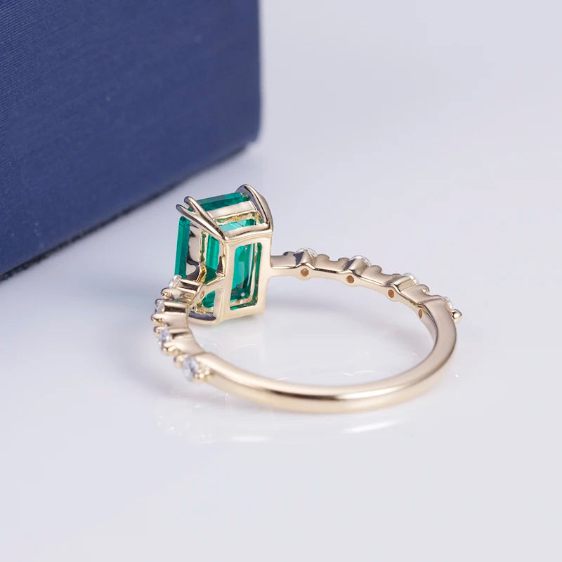 MSR-551 18k Gold Custom Women Jewelry Luxy Emerald Cut Lab Grown Gemstone Ring