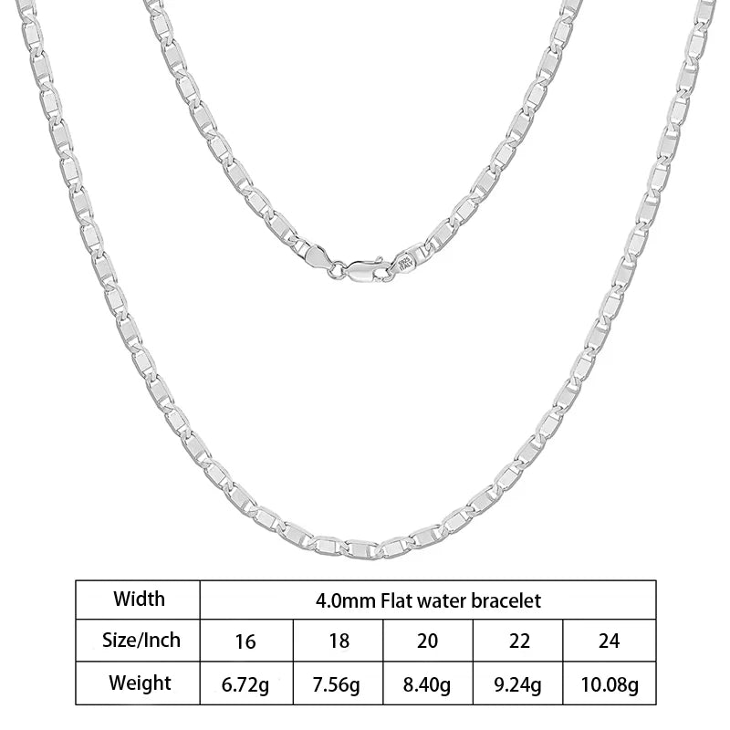 S&S Diamond-Cut Flat Sailor Chain Necklace | 925 Sterling Silver | S&S