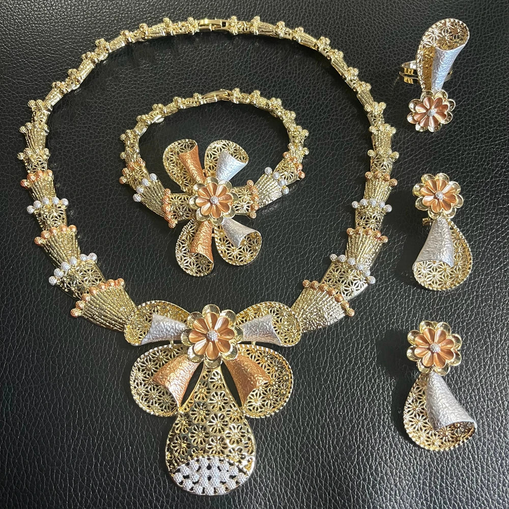 Zhuerrui Italy Brazil Gold Style Jewelry Set Fashion Vintage 24K High Quality Jewelry Sets Designer Wedding Party Jewelry 008120