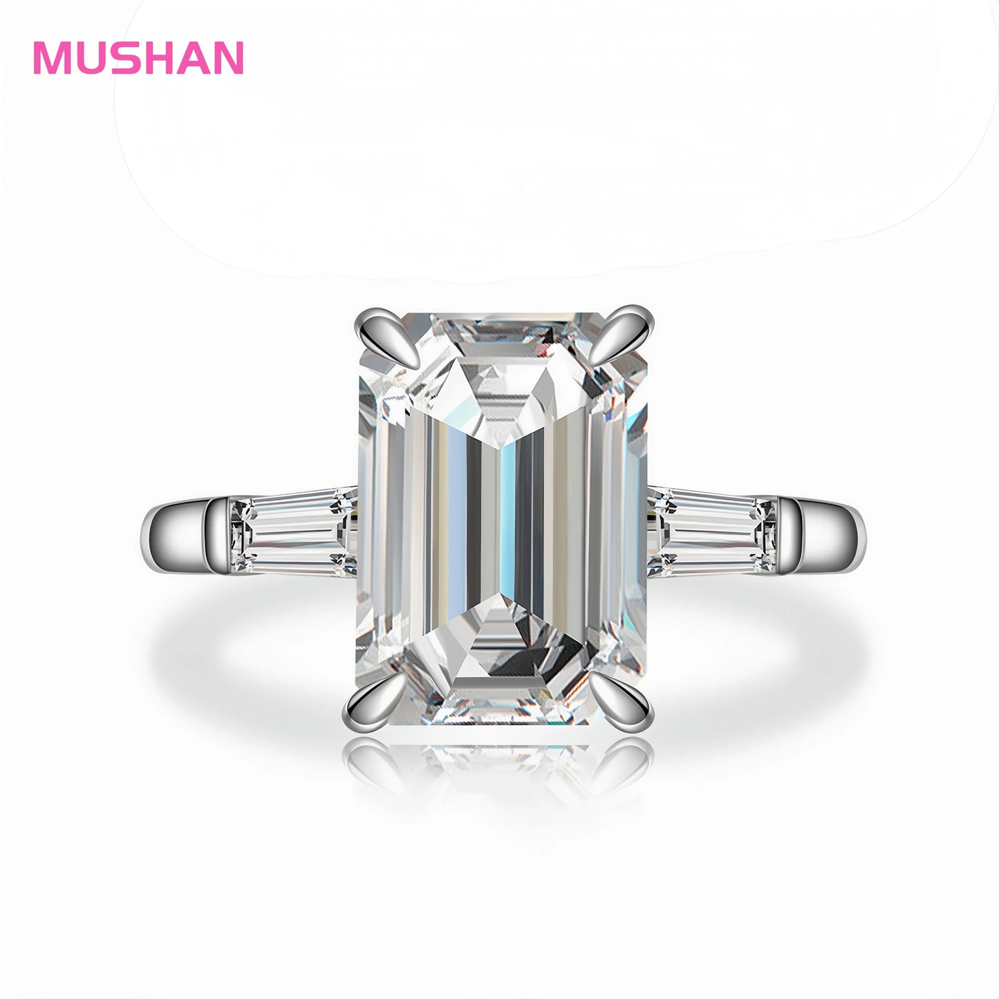 MUSHAN Jewelry Factory 8*11mm CZ Diamond Ring Engagement Bands Women 4ct 5A Zircon Wedding Jewellery 925 Sterling Silver Rings